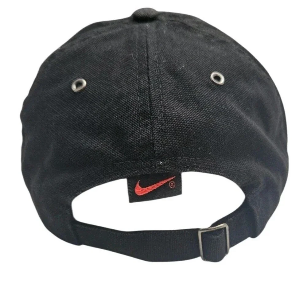 Vintage 90s Nike Swoosh Oval Logo Hat Cap Black Strapback Dad Y2K F60205WDI RARE